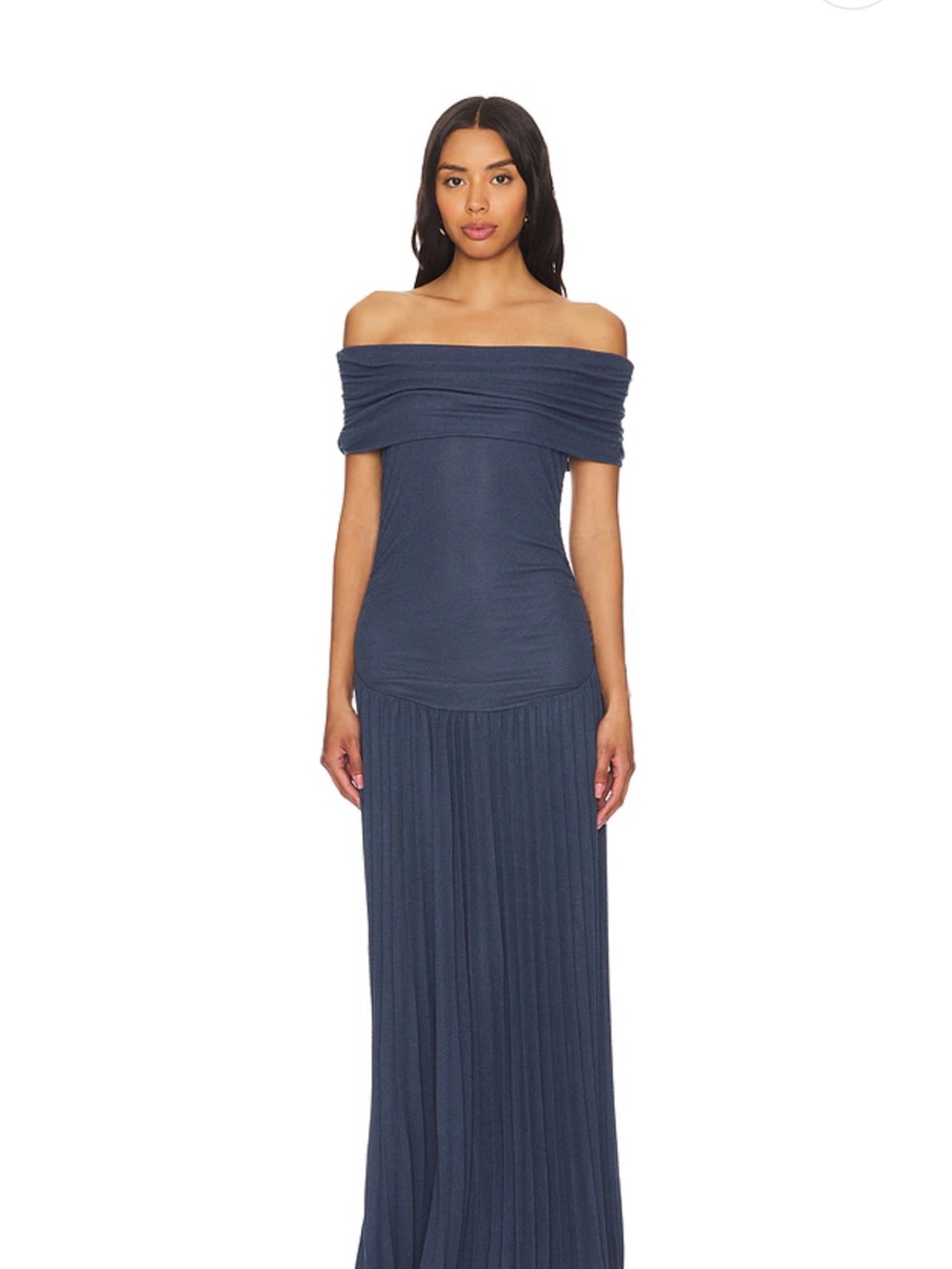 Lioness Off-Shoulder Navy Maxi Dress
